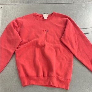 Cozy Red Sweatshirt with Heart Detail